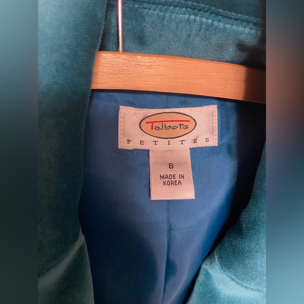 Talbots Petites Teal Velvet Blazer – Size 8P - Picture 5 of 5